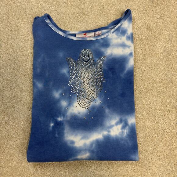 Quacker Factory Tops - Quacker Factor Tie-Dye Bejeweled Ghost 3/4 Sleeve Shirt Size XL